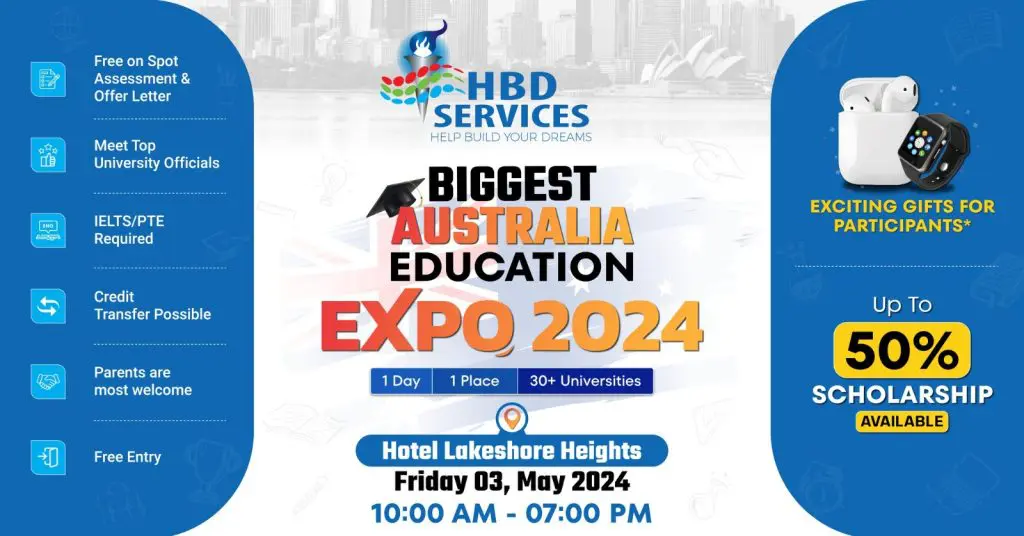 Biggest Australia Education Expo 2024 at Hotel Lakeshore Heights Gulshan-1 Circle